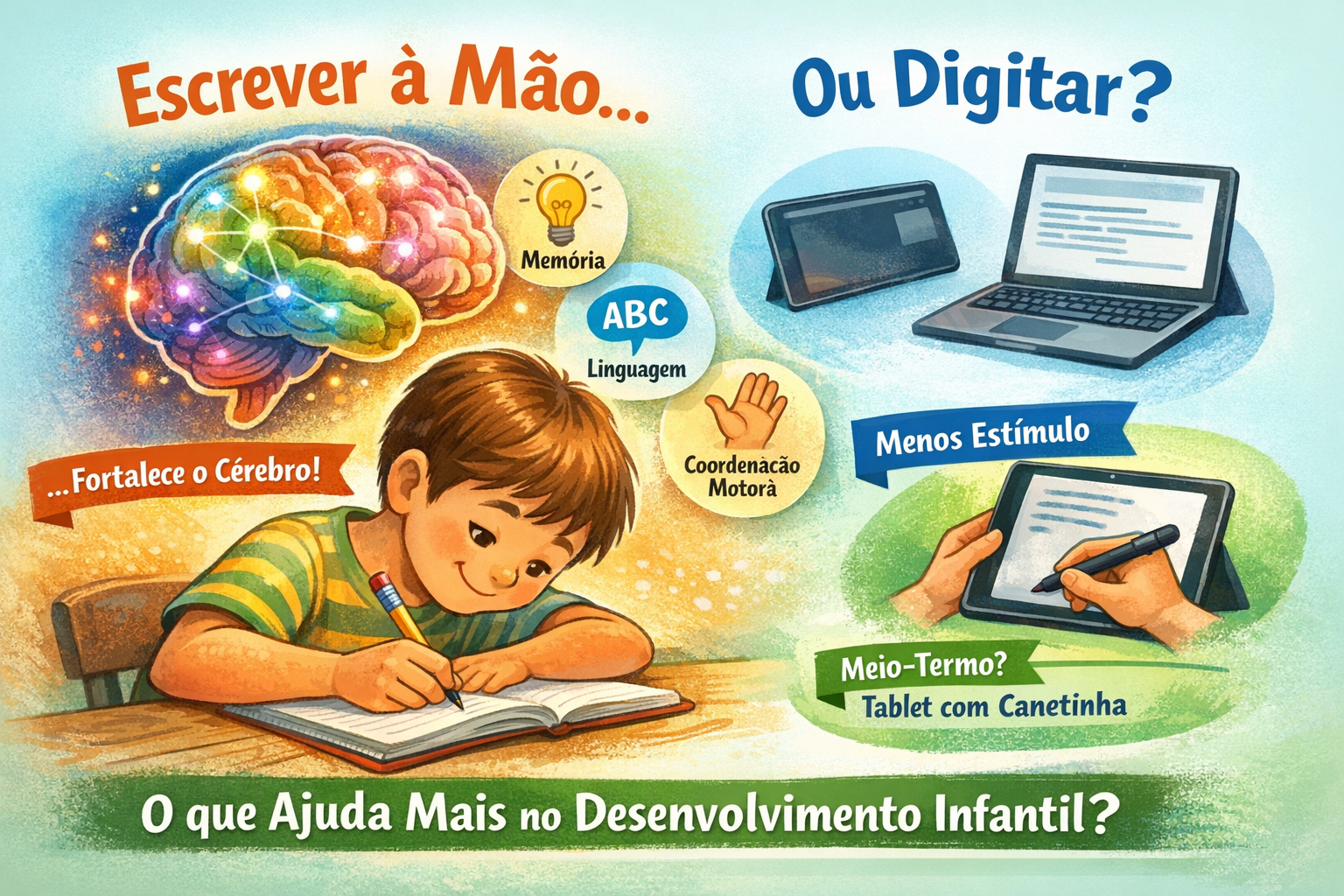 Escrita à mão ou digitação: qual é melhor para o desenvolvimento da criança?